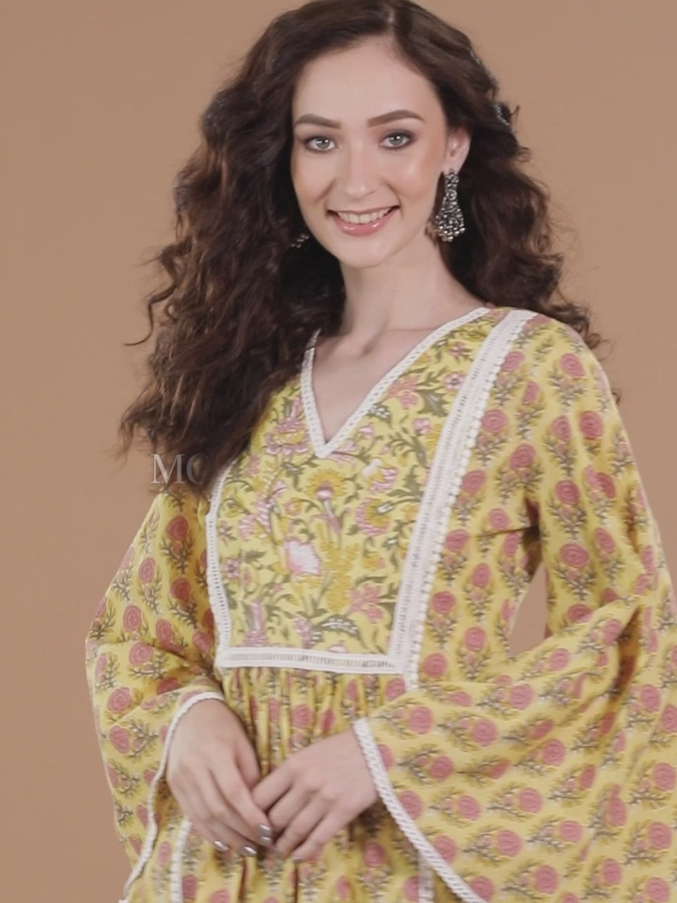  Yellow Printed Cotton Dress 