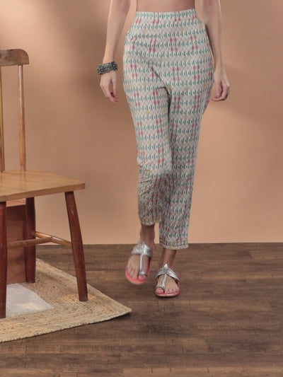 Multicoloured Printed Cotton Trousers