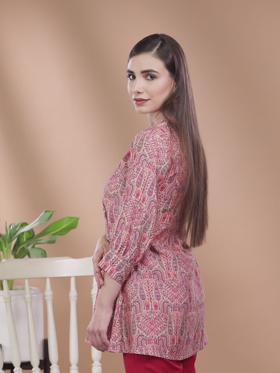  Multicoloured Printed Silk Blend Kurti 