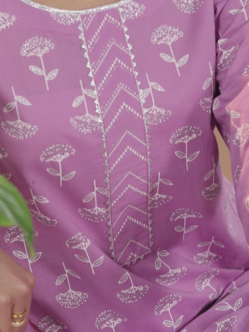  Lavender Printed Cotton Kurta 