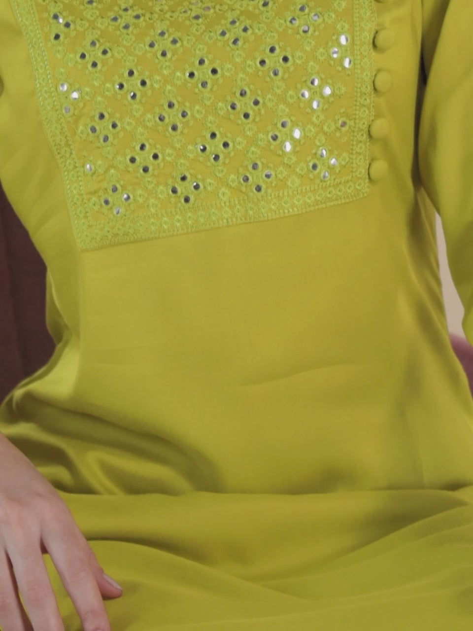  Lime Green Yoke Design Rayon Kurta 