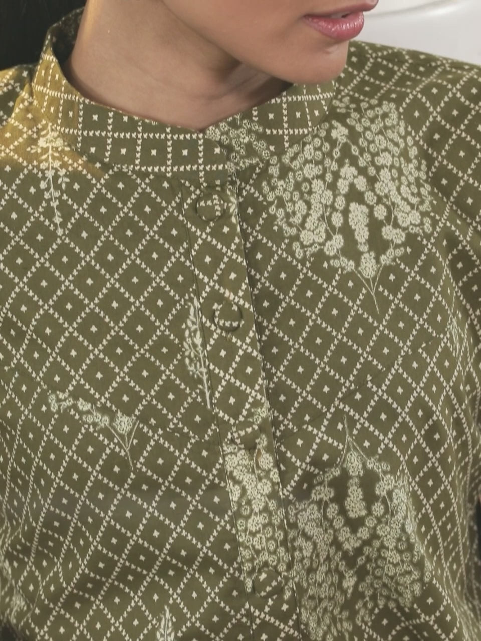  Green Printed Cotton Kurta 