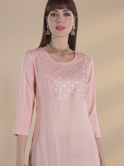 Pink Yoke Design Rayon Kurta