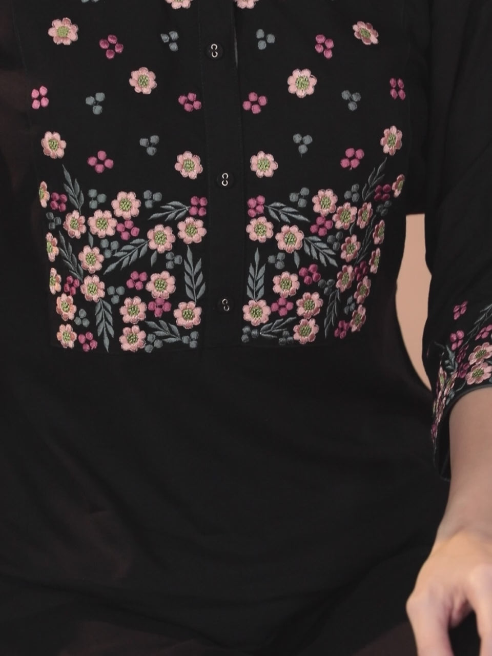  Black Yoke Design Rayon Straight Kurta 