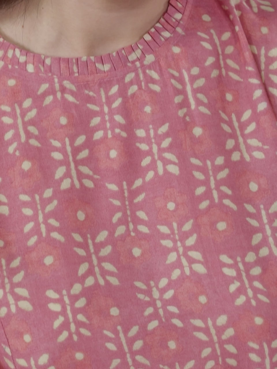  Pink Printed Silk Blend Kurti 