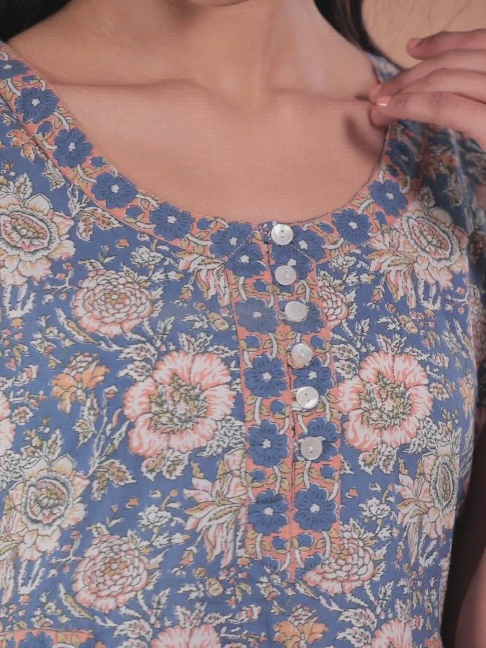  Blue Printed Cotton Dress 