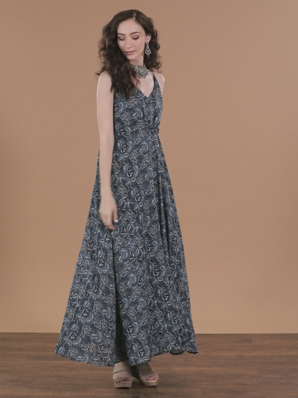 Blue Printed Georgette Dress 