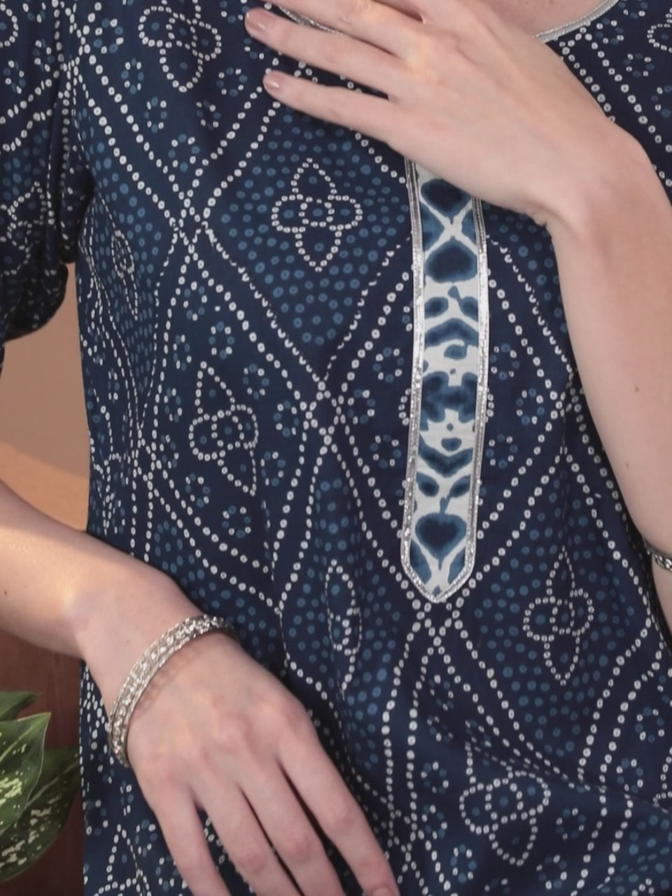  Blue Printed Cotton Straight Kurta 
