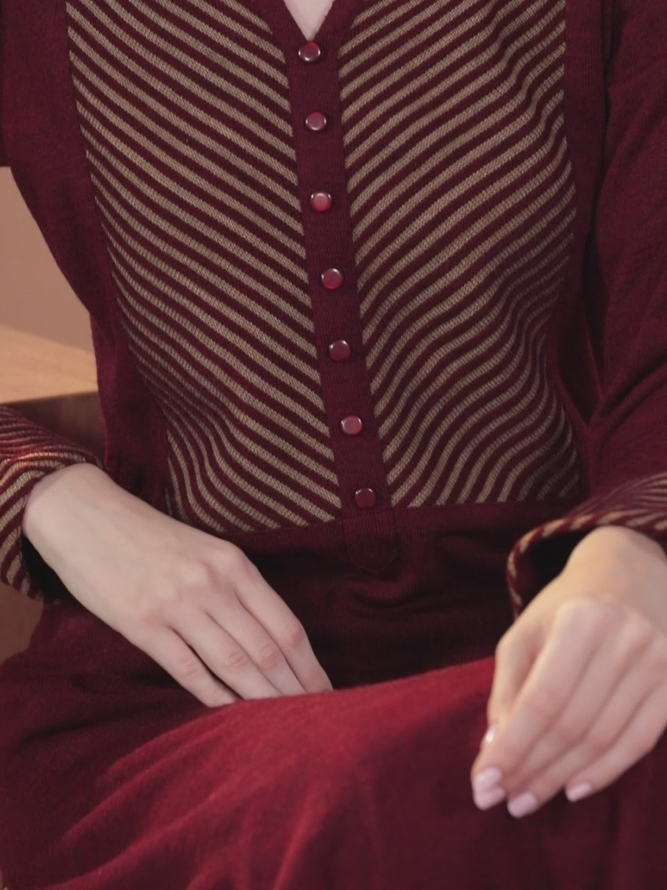  Maroon Yoke Design Wool Straight Kurta 