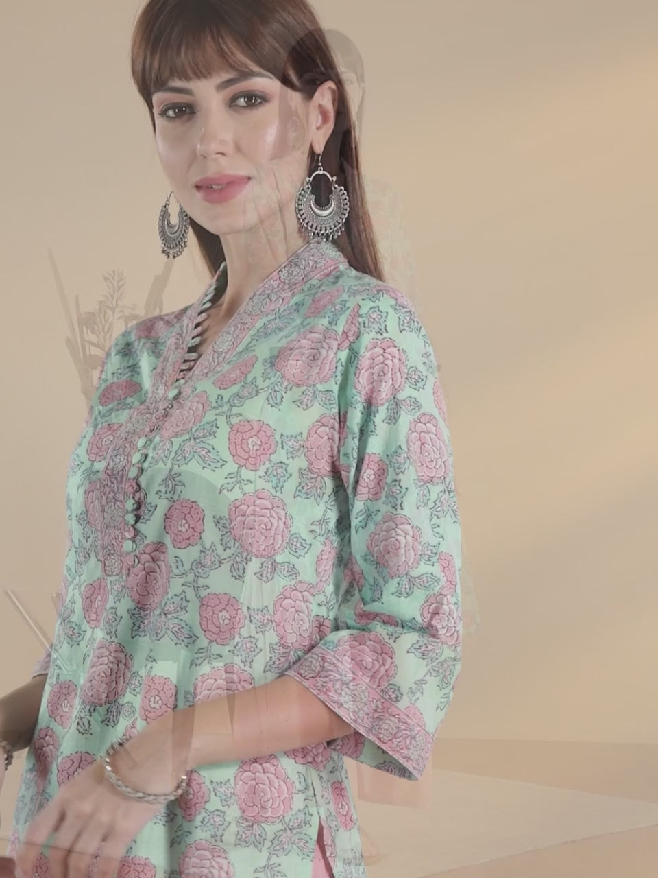  Green Printed Cotton Kurta 