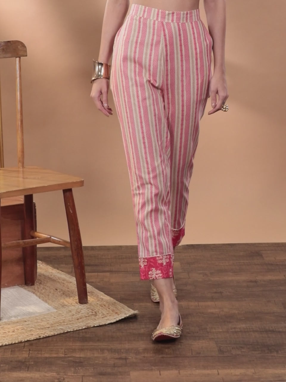  Pink Striped Cotton Trousers 