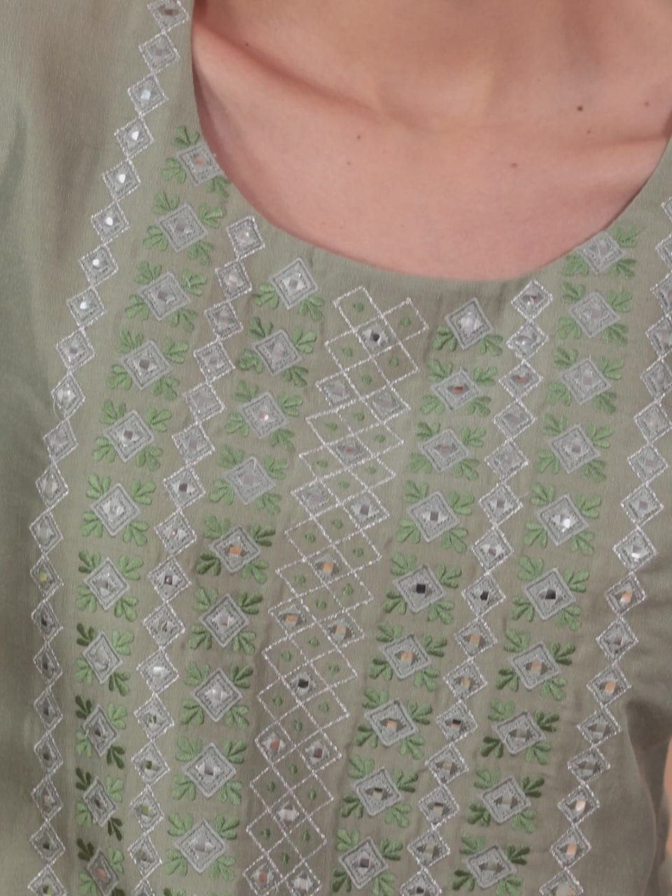  Green Yoke Design Silk Kurta 