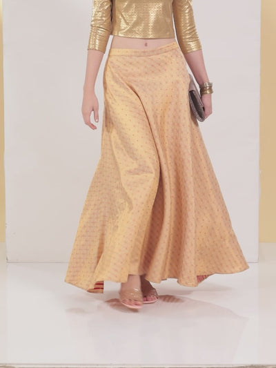 Gold Self Design Jacquard Skirt