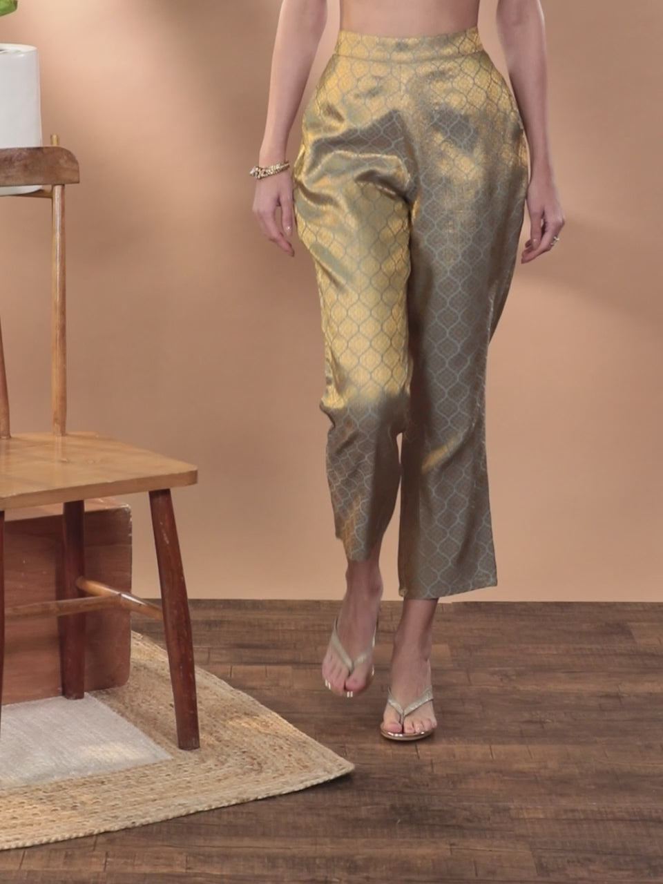 Grey Self Design Jacquard Trousers