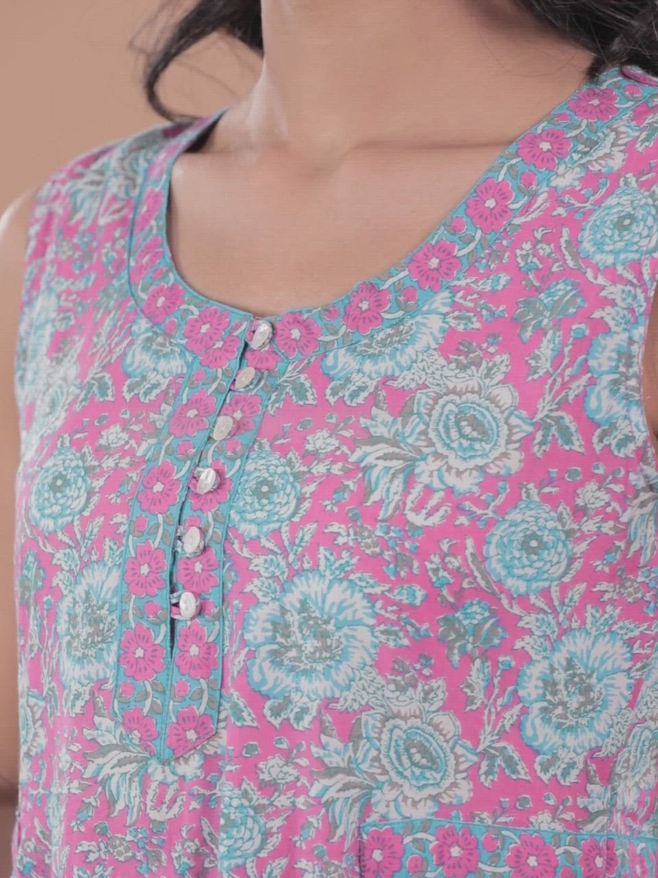  Pink Printed Cotton Dress 