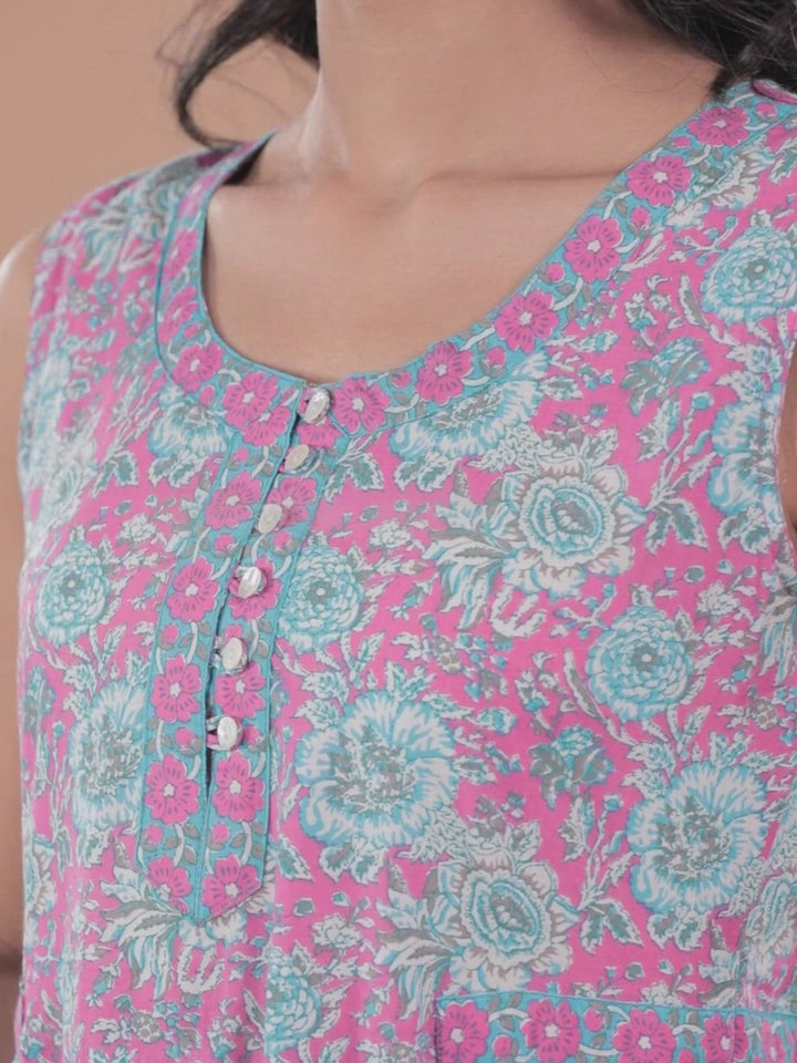 Pink Printed Cotton Dress