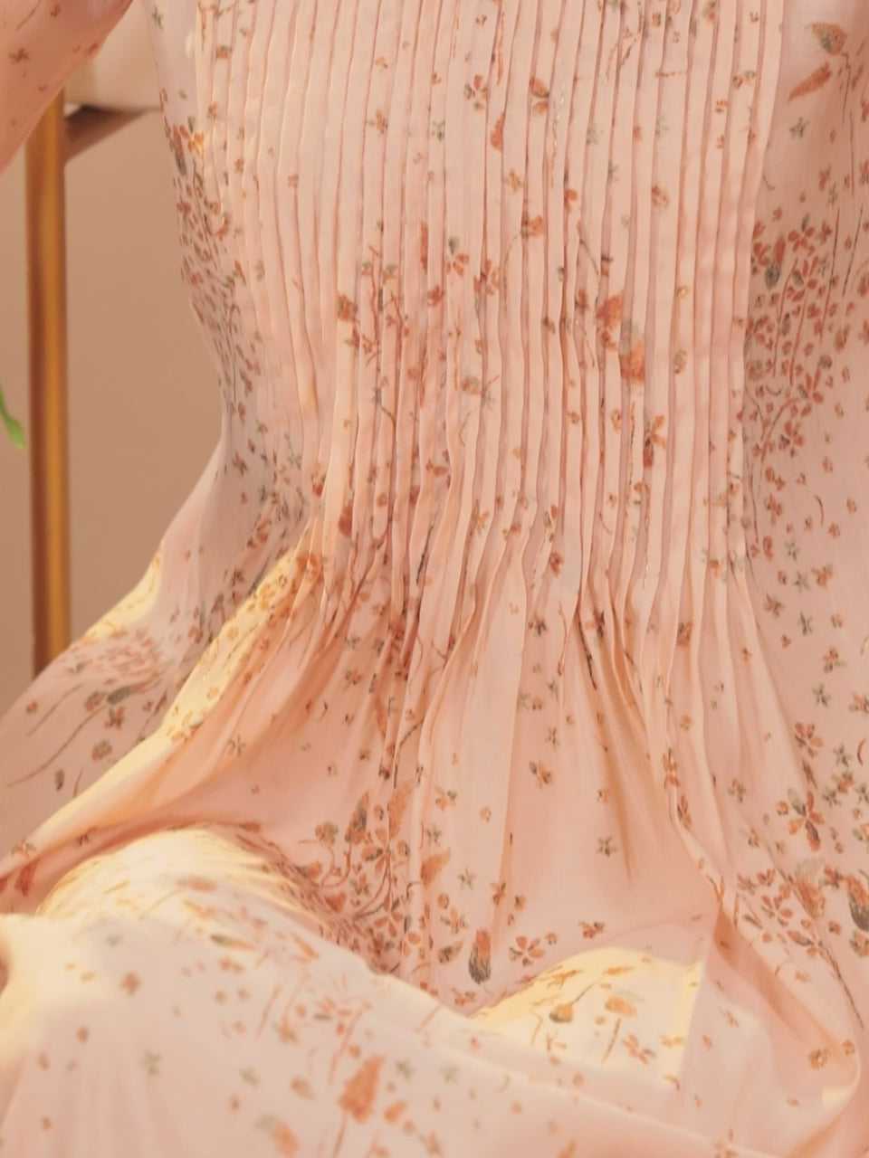  Peach Printed Chanderi Silk Kurta 
