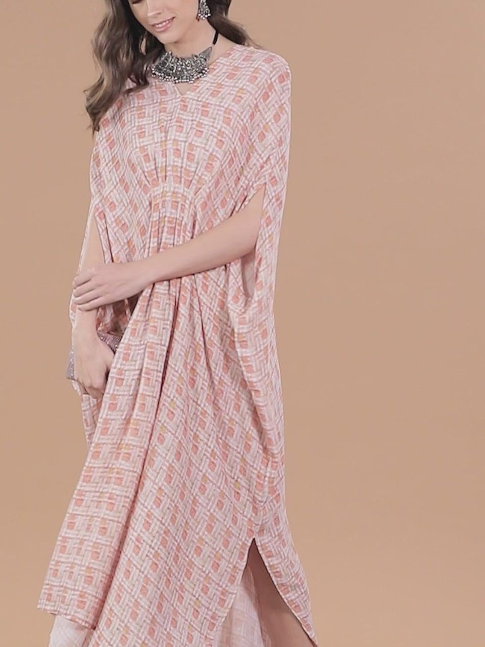  Orange Printed Georgette Dress 