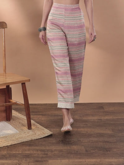 Multicoloured Printed Silk Trousers
