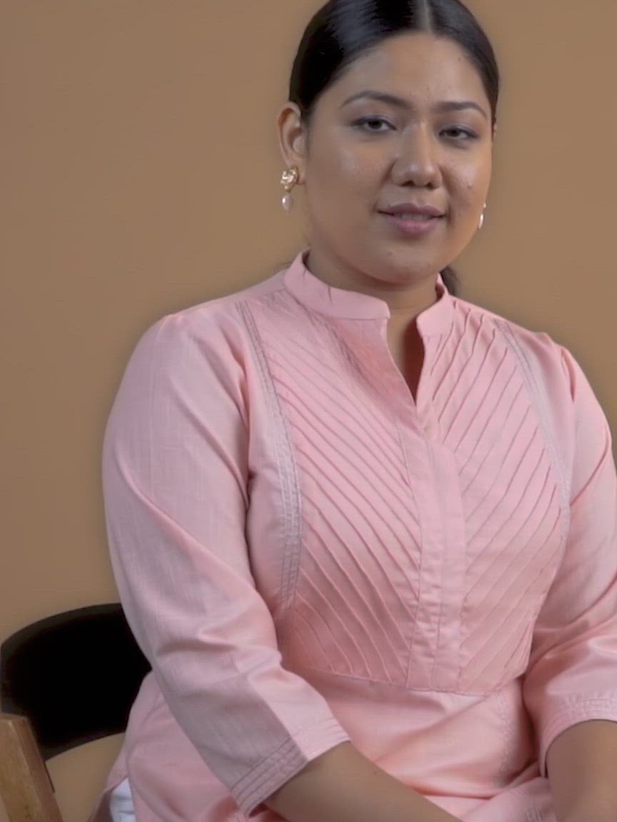  Plus Size Pink Solid Cotton Kurta 