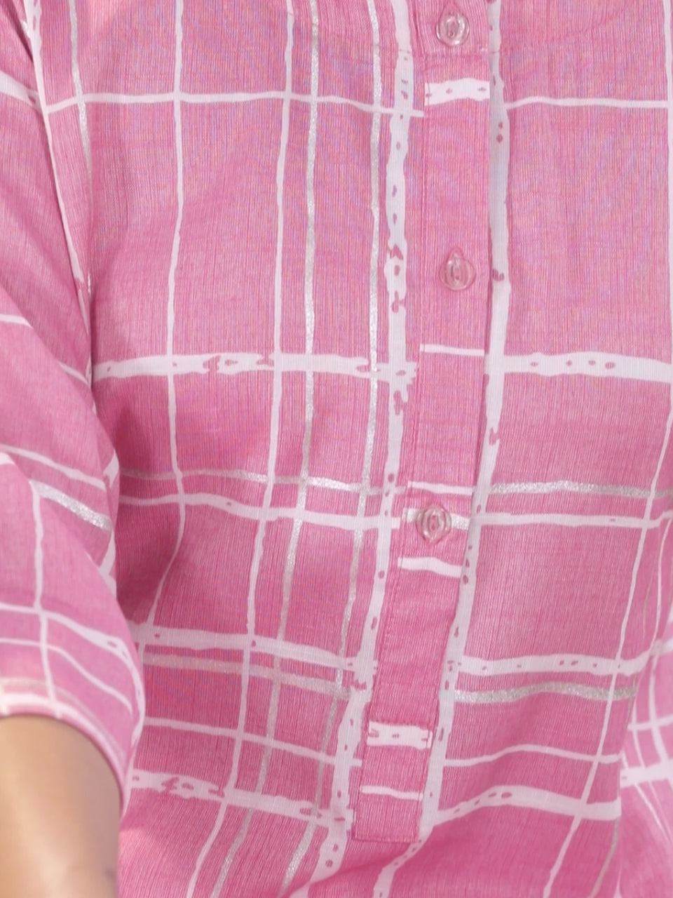 Pink Printed Rayon Kurta