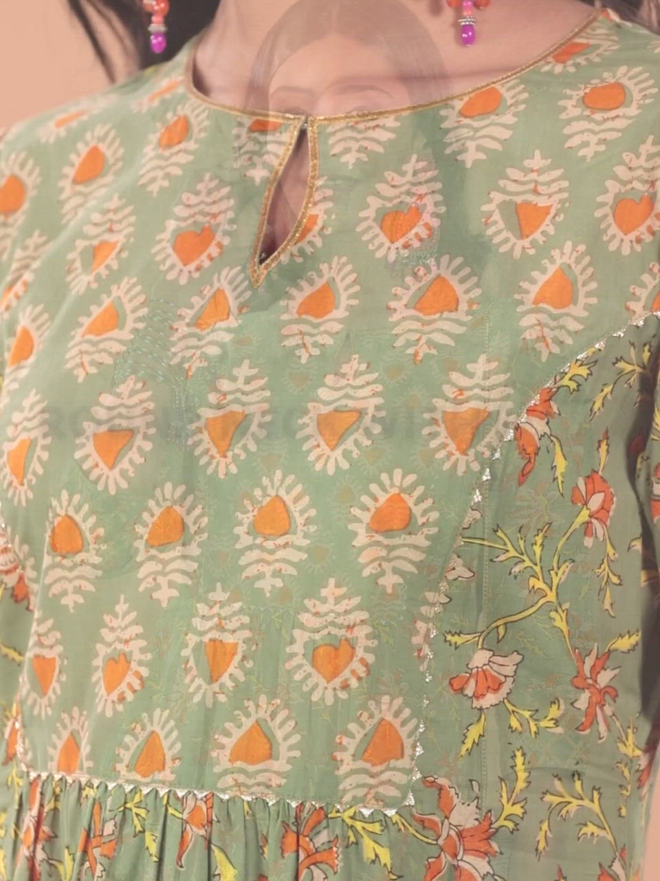  Olive Printed Cotton Dress 