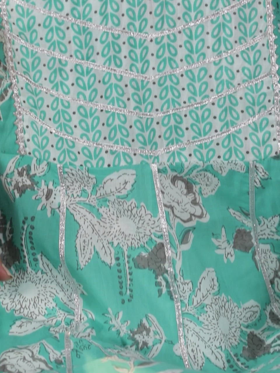  Turquoise Blue Printed Cotton Kurta 