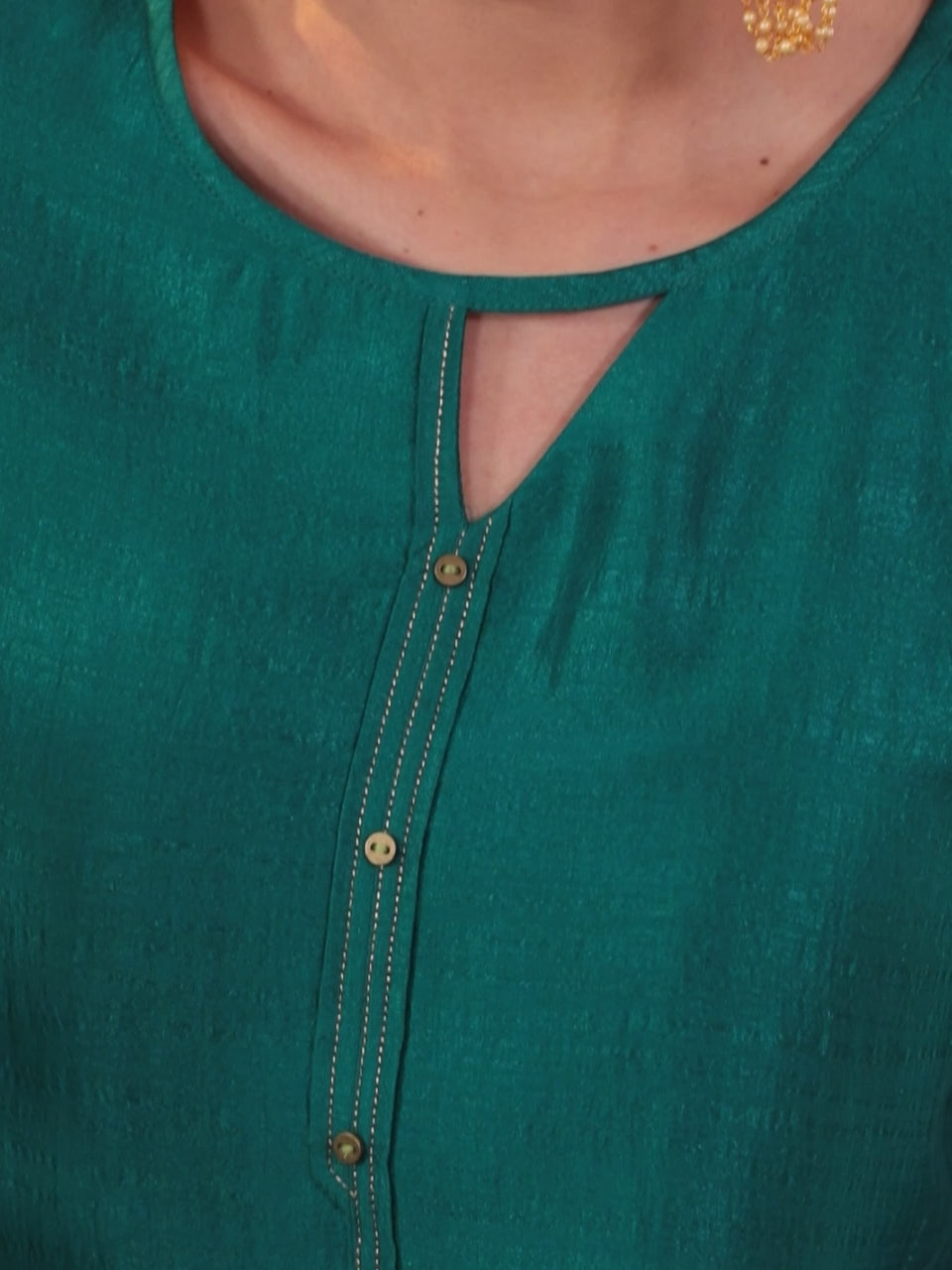  Green Solid Silk Kurta 