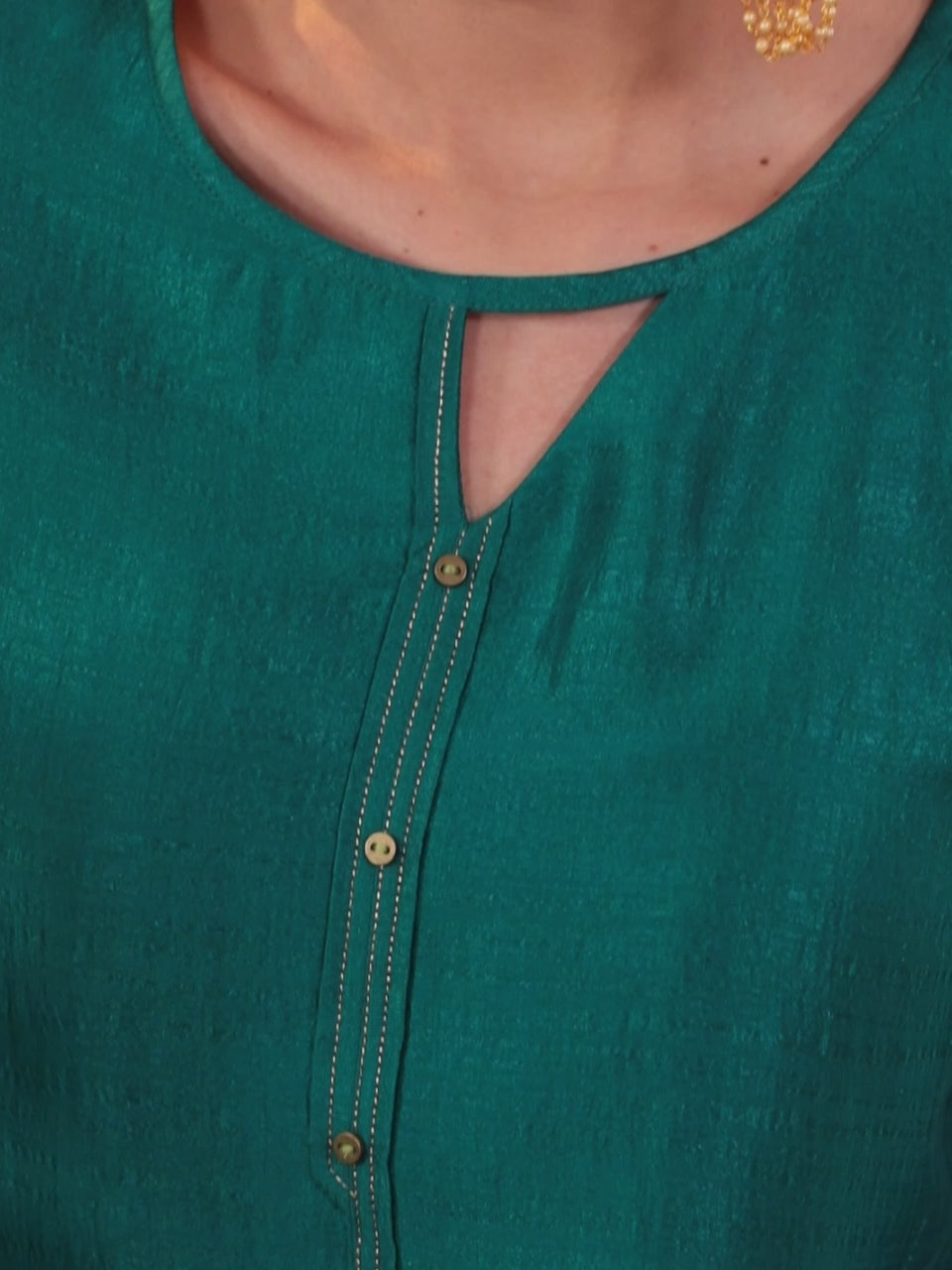 Green Solid Silk Kurta