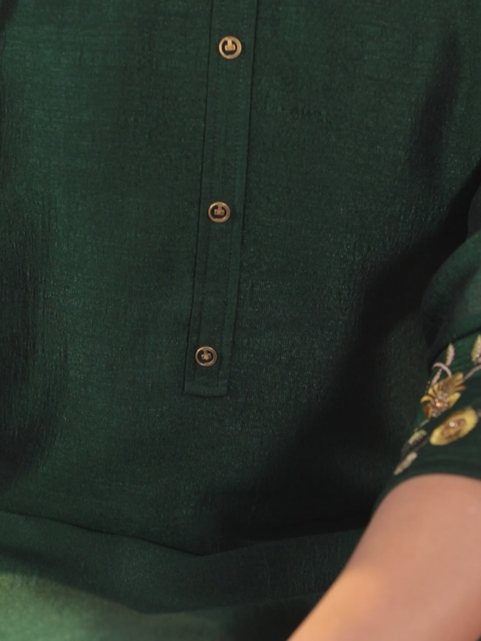  Green Solid Silk Kurta 
