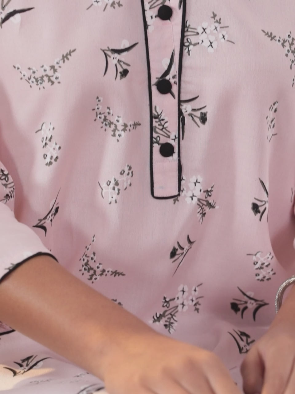  Pink Printed Cotton Straight Kurta 