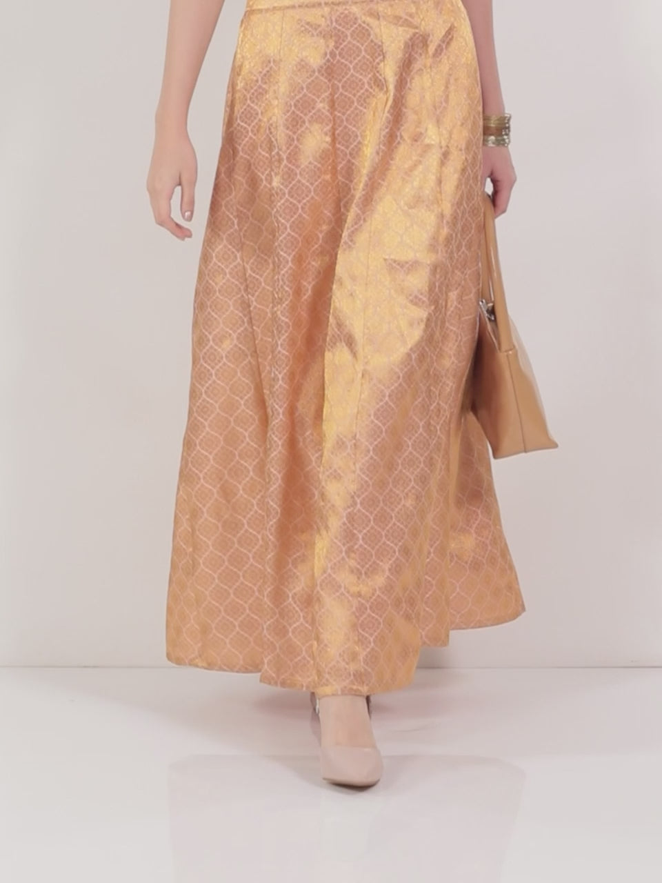  Pink Self Design Brocade Skirt 