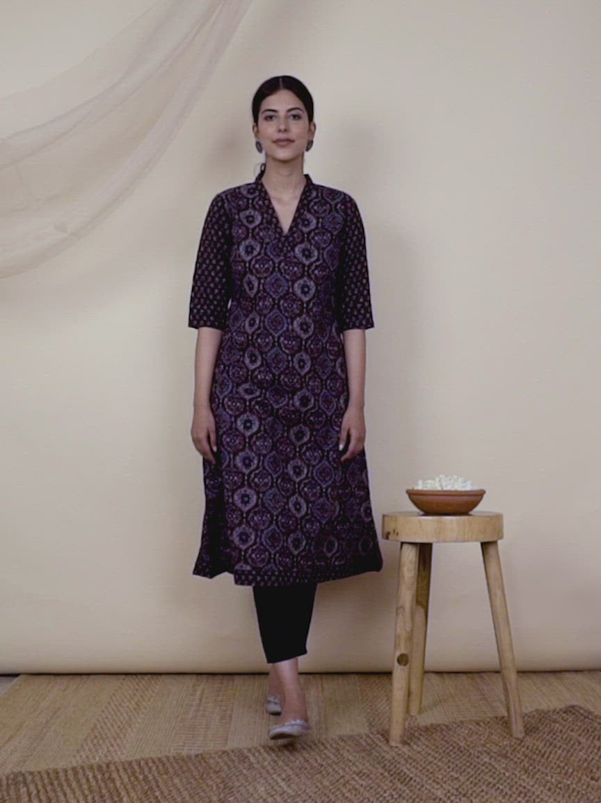 Blue Printed Cotton Kurta