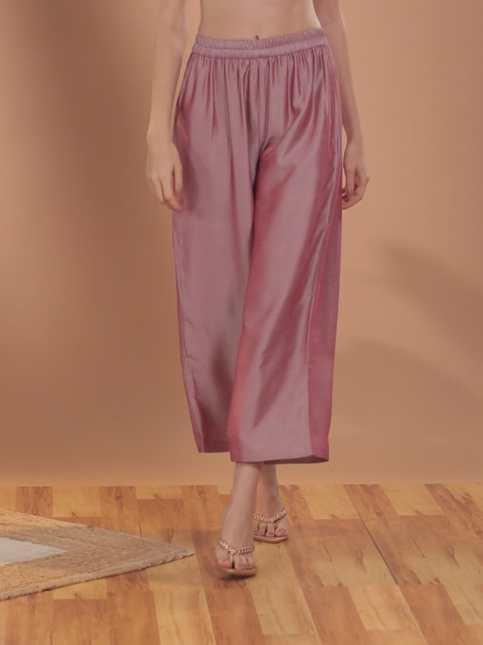 Mauve Solid Silk Palazzos