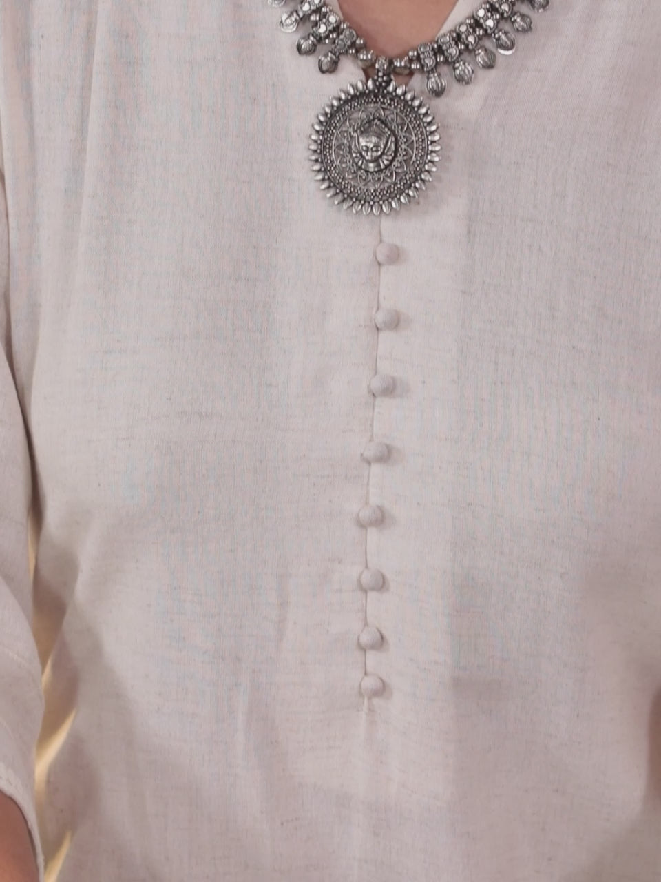  White Printed Cotton Straight Kurta 