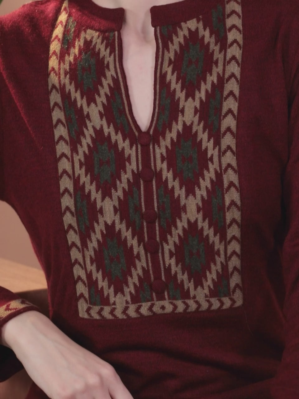 Maroon Yoke Design Wool Straight Kurta 