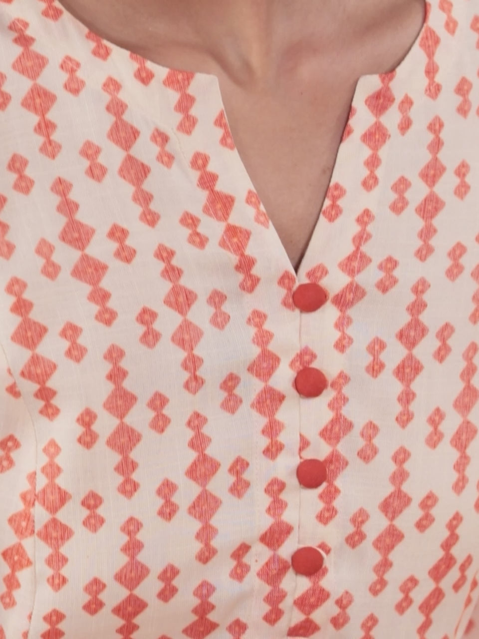  Orange Printed Rayon Kurti 