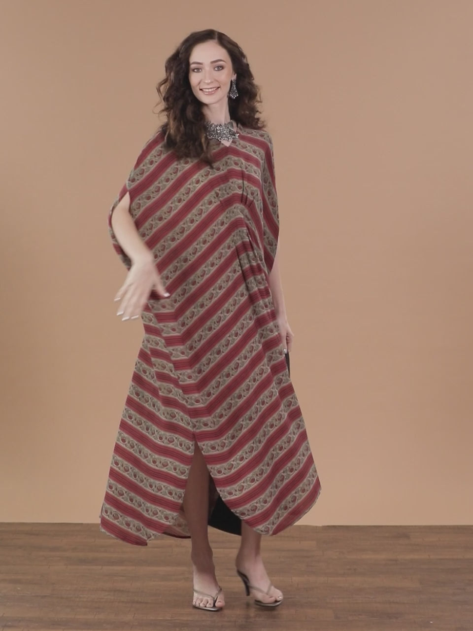  Maroon Printed Georgette Dress 