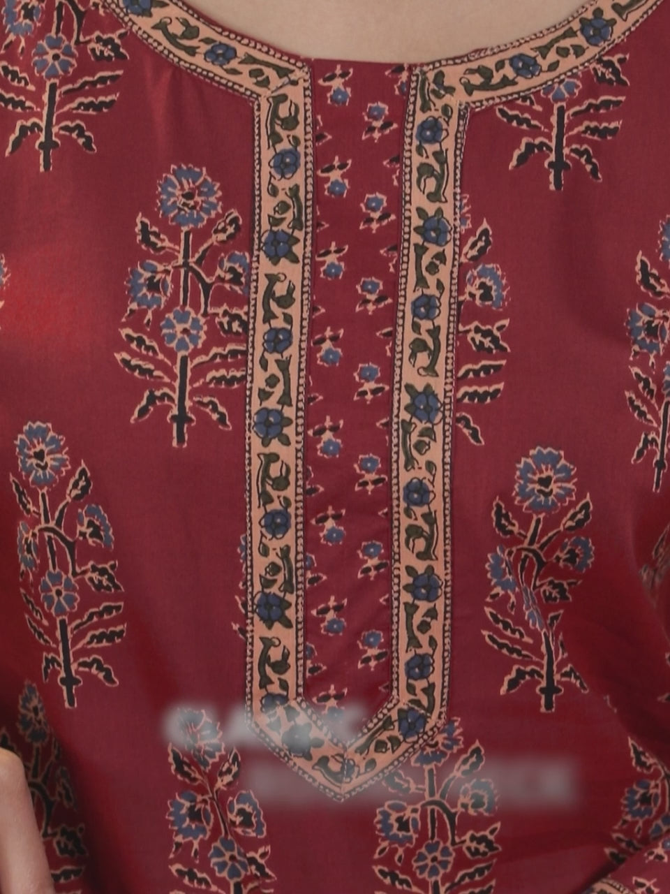 Maroon Printed Cotton Kurta 