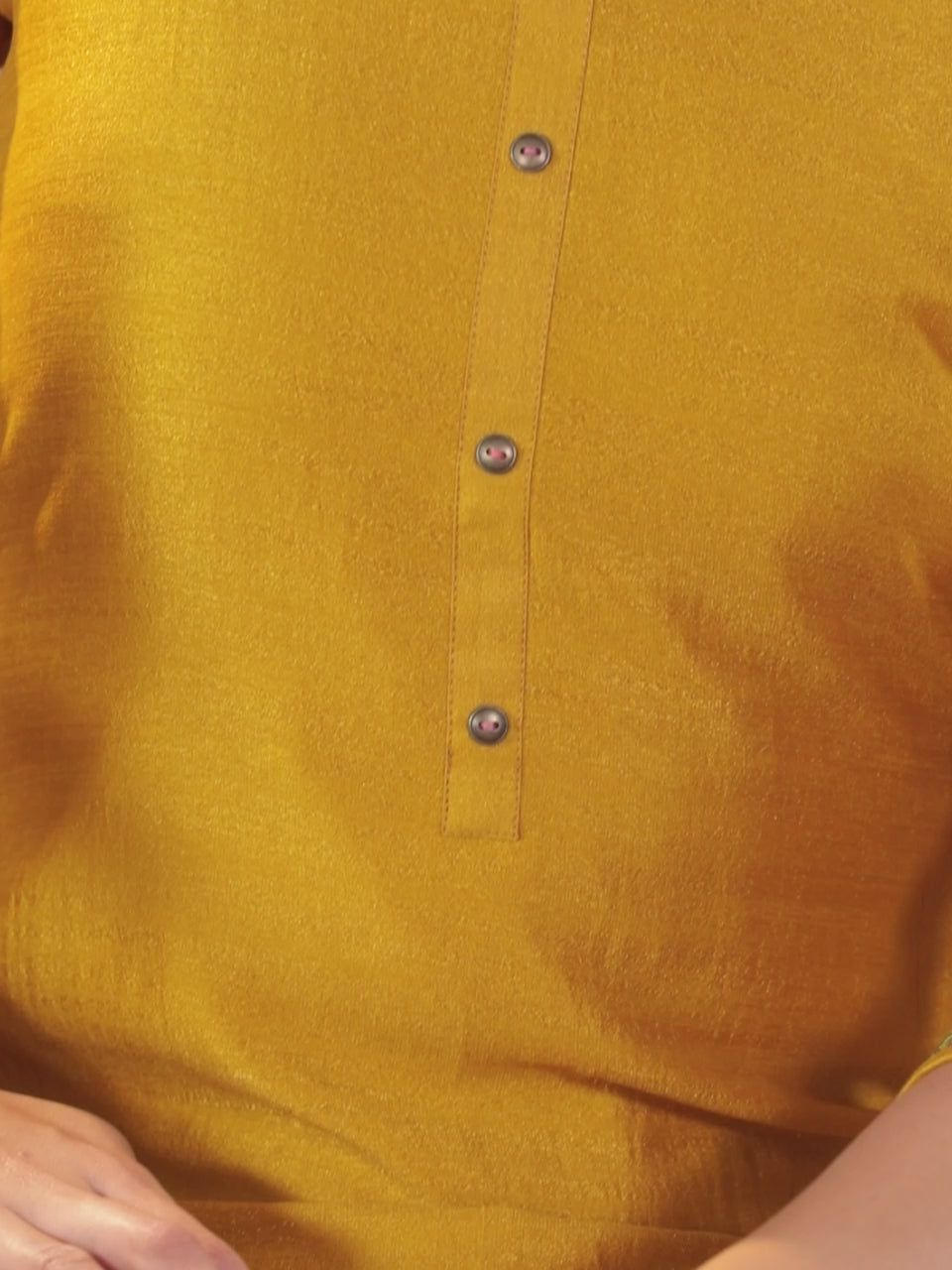 Mustard Solid Silk Kurta