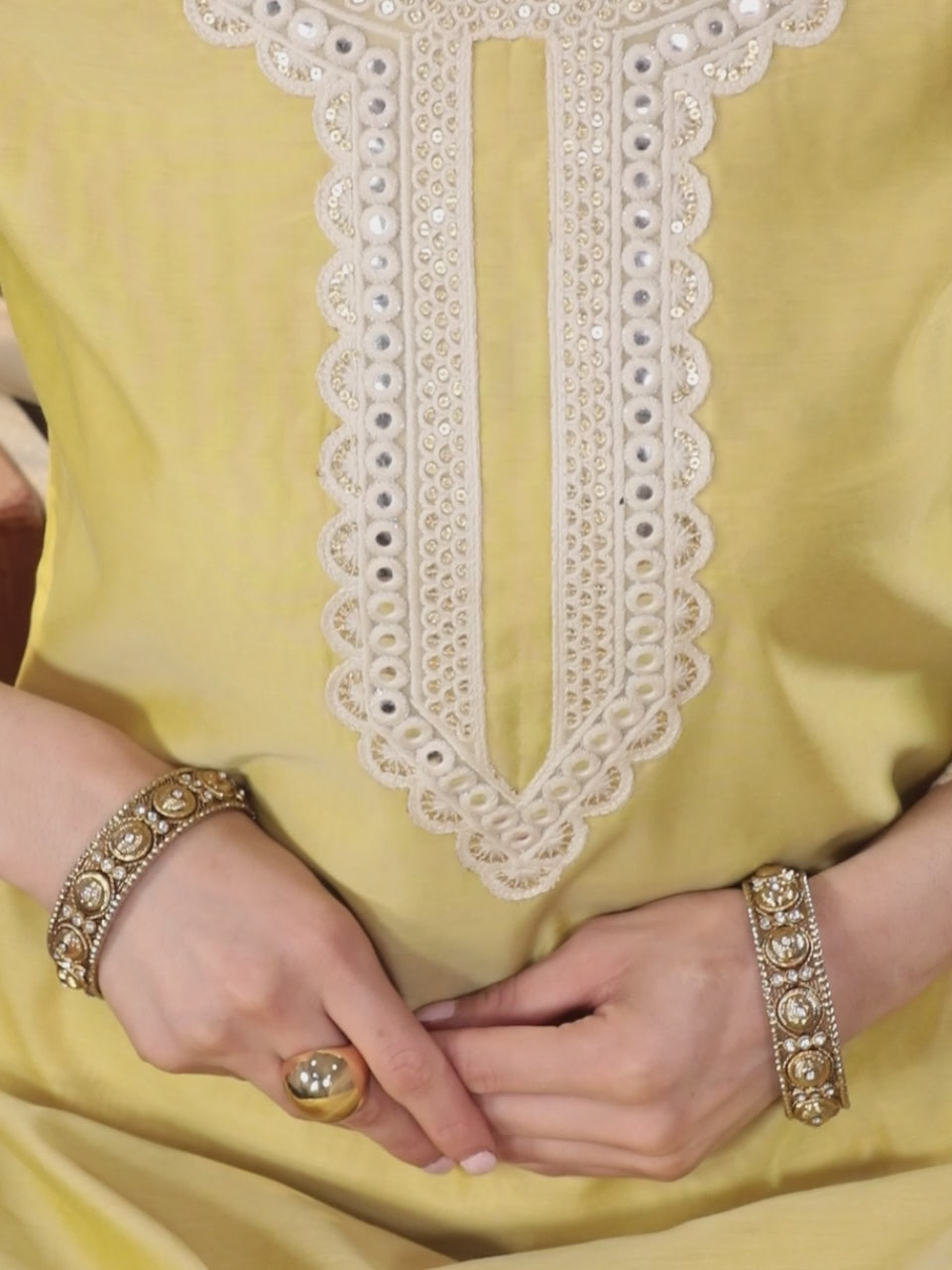  Yellow Yoke Design Chanderi Silk Straight Kurta With Dupatta 
