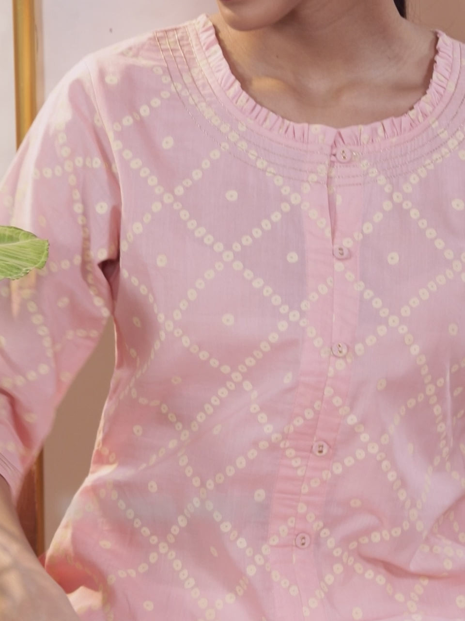 Pink Printed Cotton Kurta