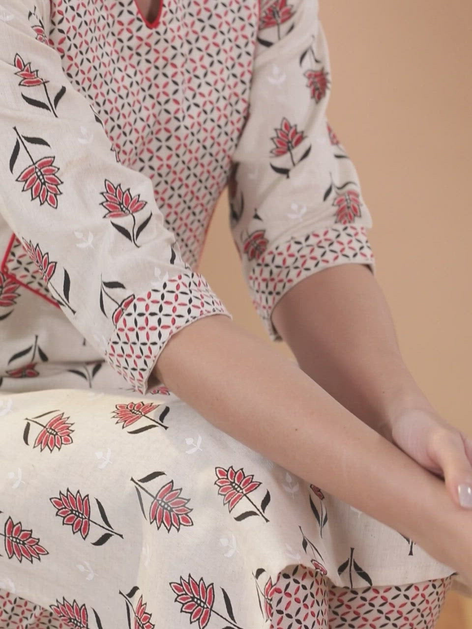  Off-White Yoke Design Cotton Straight Kurta With Palazzos & Dupatta 