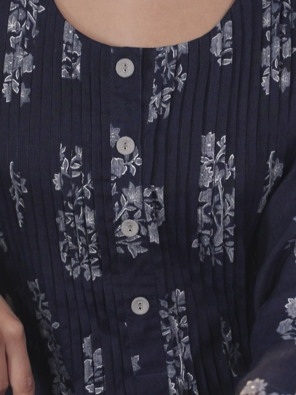  Blue Printed Rayon Kurta 