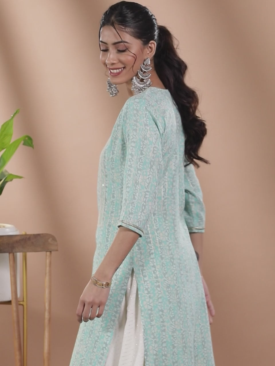  Blue Yoke Design Rayon Kurta 