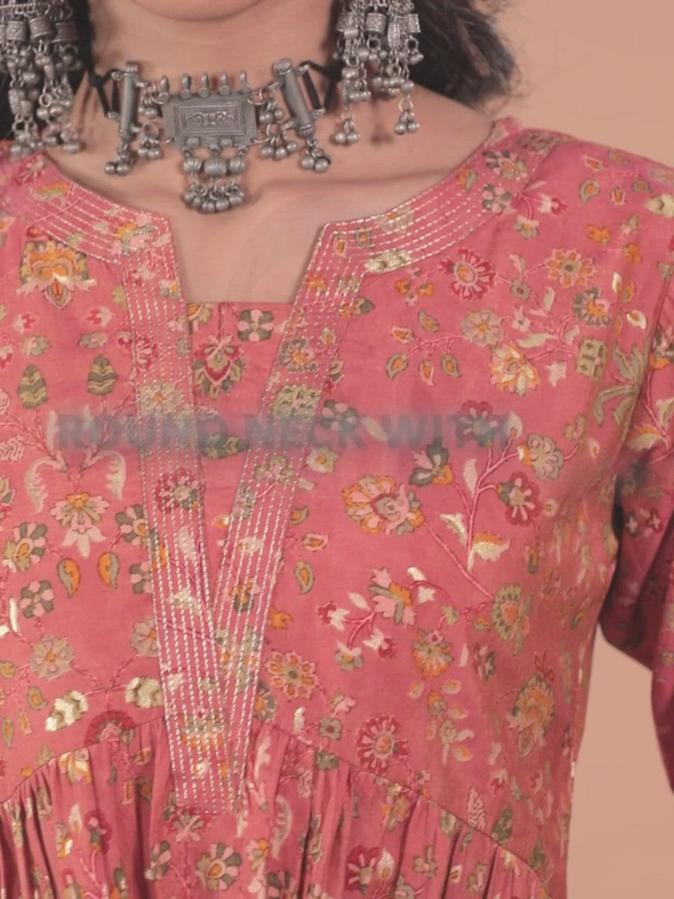  Pink Printed Silk Dress 