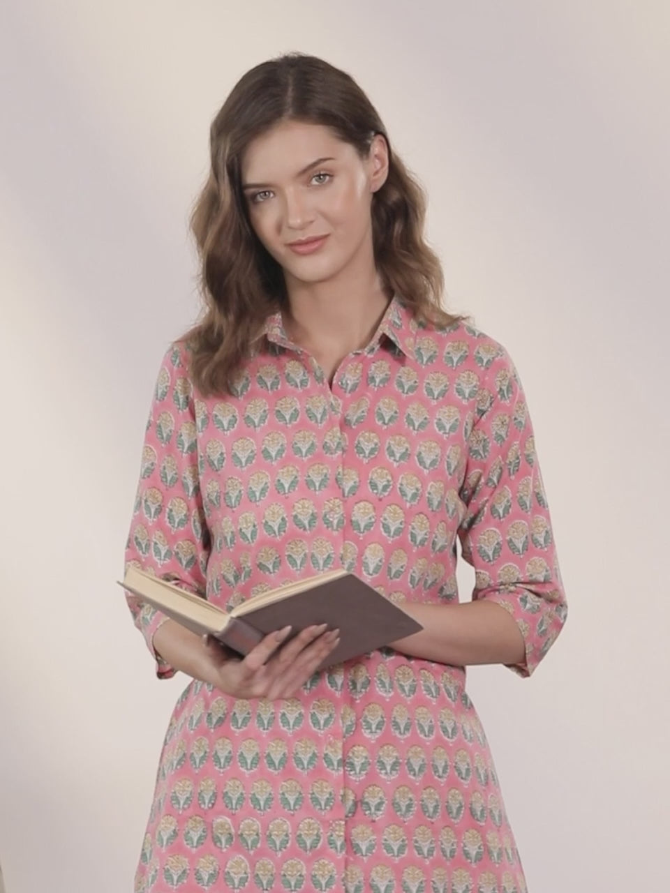  Pink Printed Cotton Night Suit 
