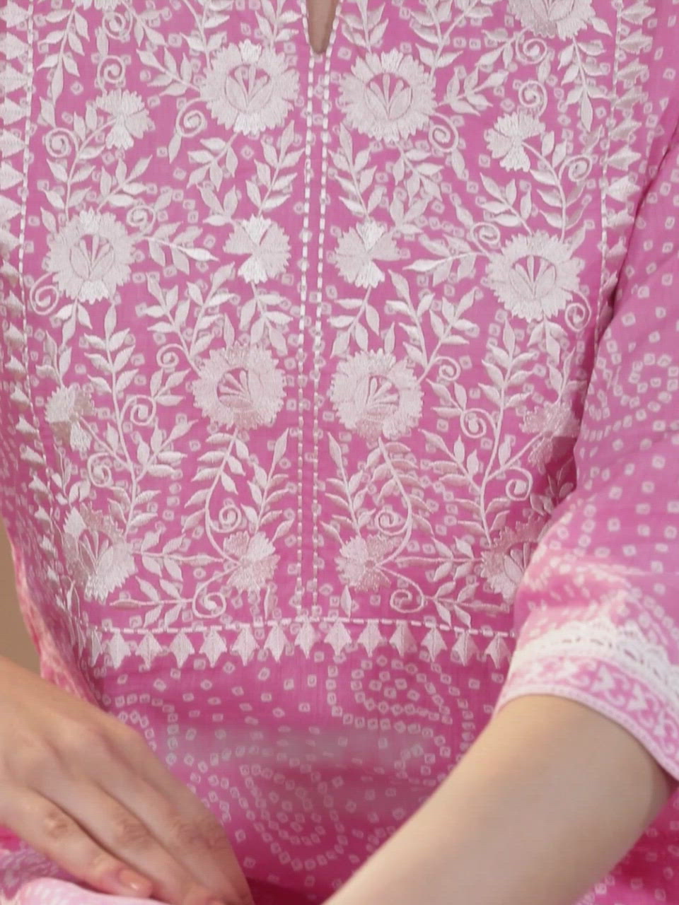  Pink Printed Cotton Straight Kurta With Dupatta 