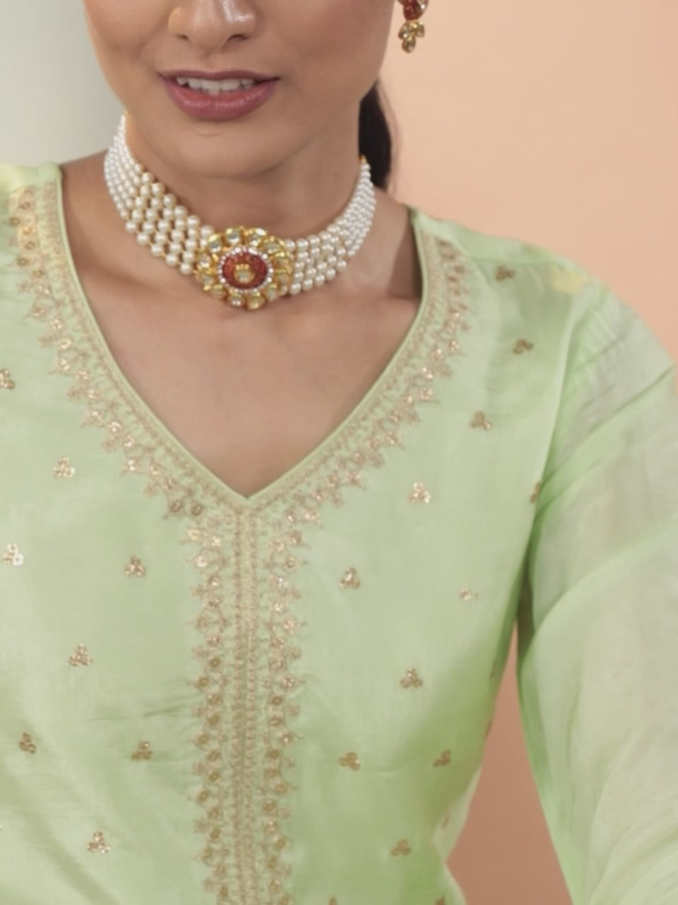  Green Self Design Silk Anarkali Kurta With Churidar & Dupatta 