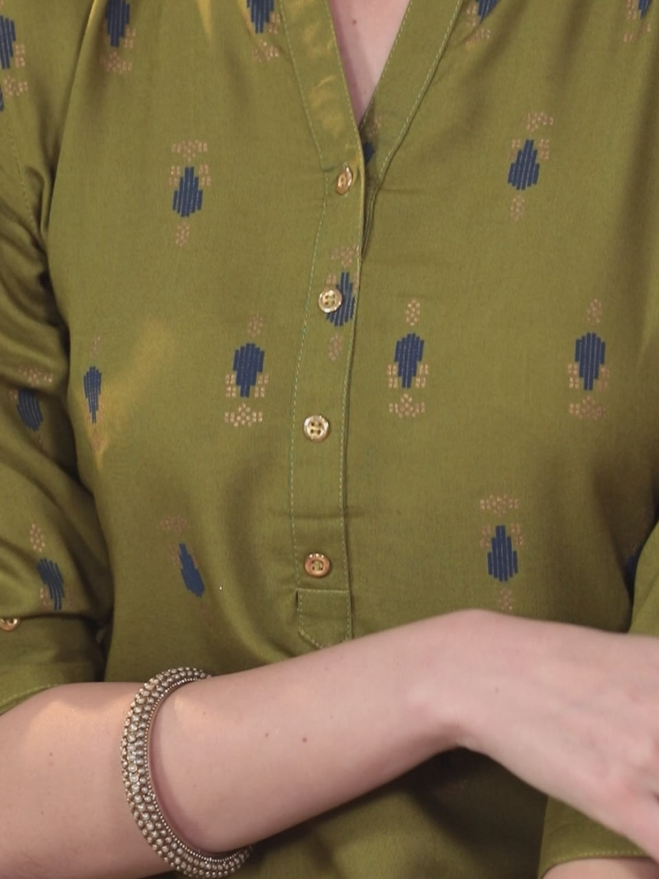  Green Printed Rayon Straight Kurta 